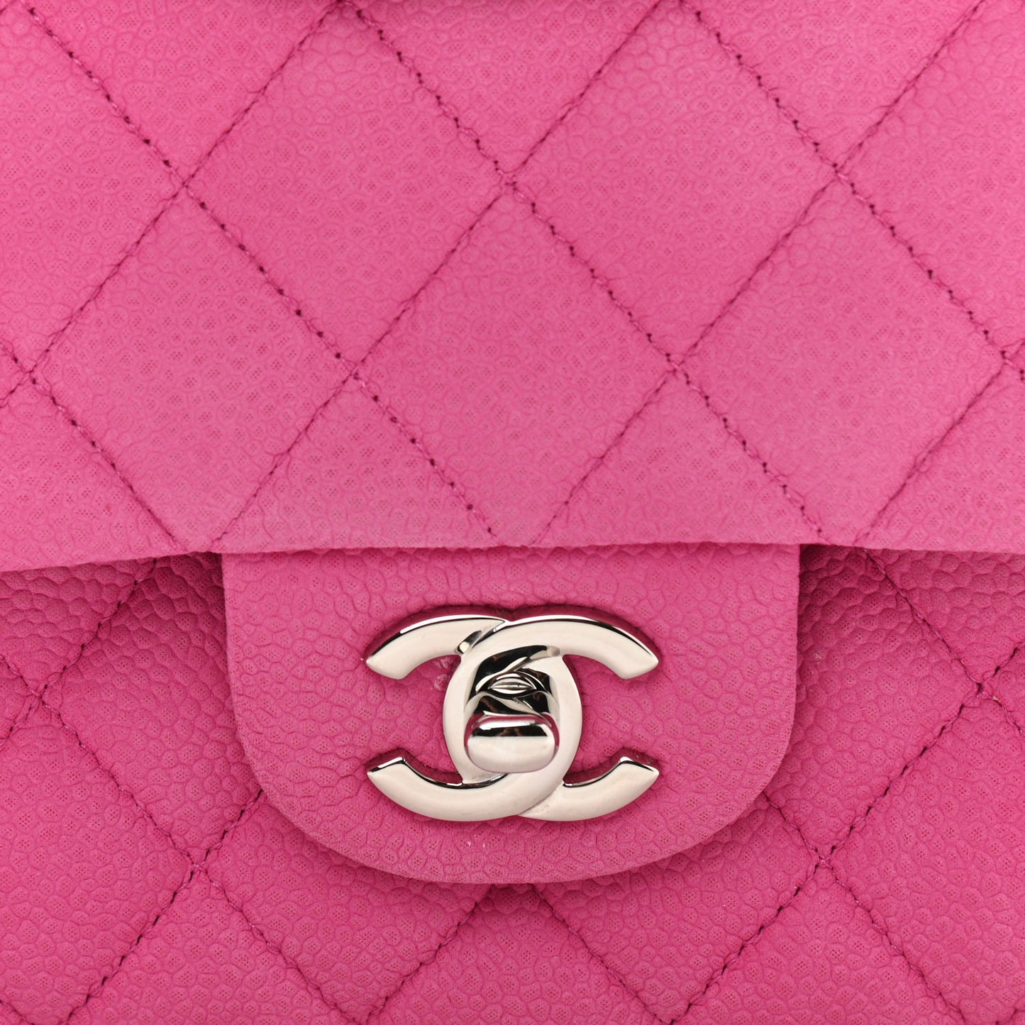 Iridescent Caviar Quilted Medium Double Flap Pink