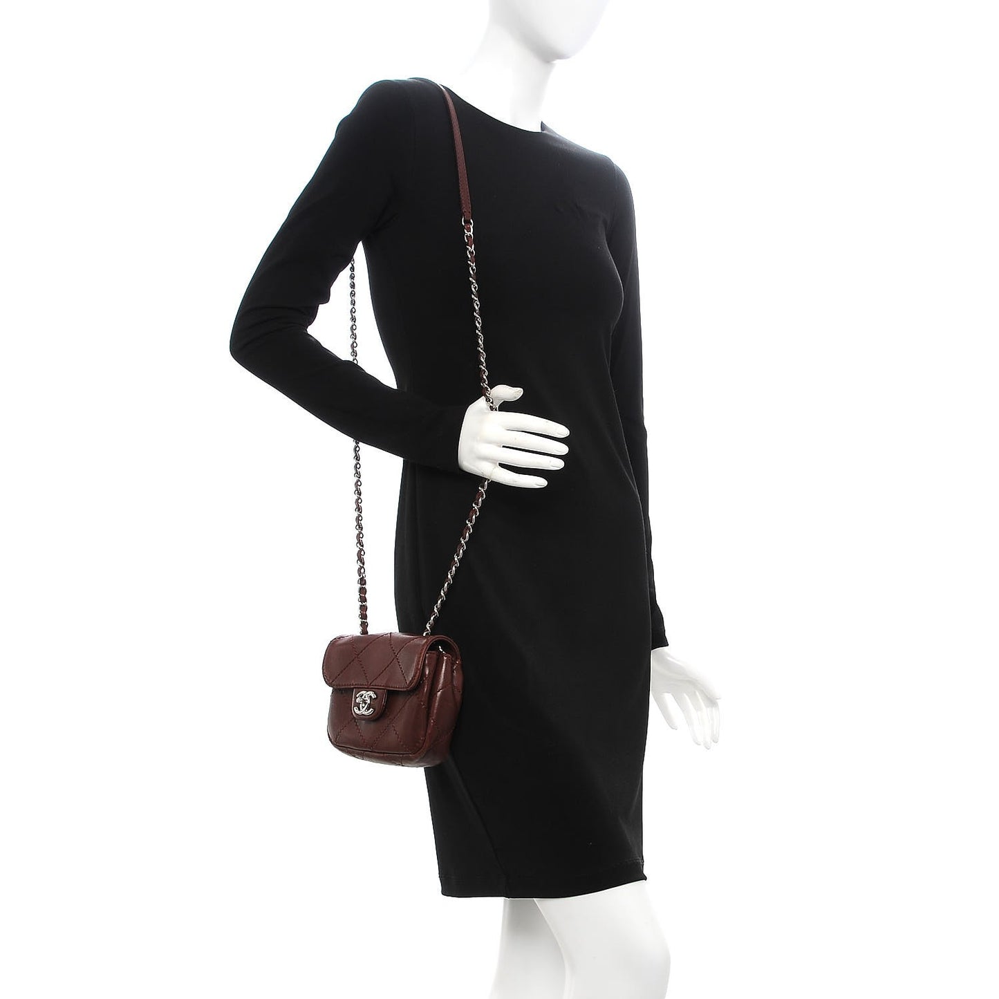 Lambskin Double Stitch Mini Flap Bordeaux