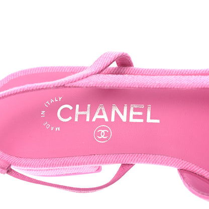 Chanel Denim Cap Toe CC Slingback Flat 38.5 Neon Pink 7 of 7