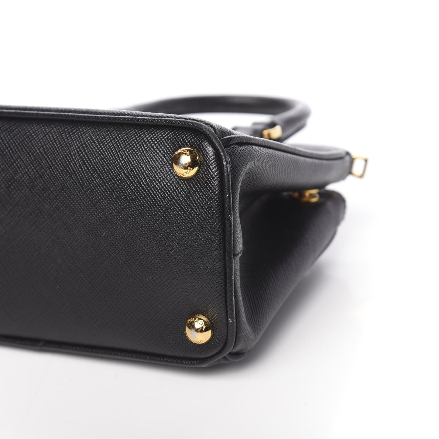 Saffiano Lux Micro Galleria Double Zip Tote Black