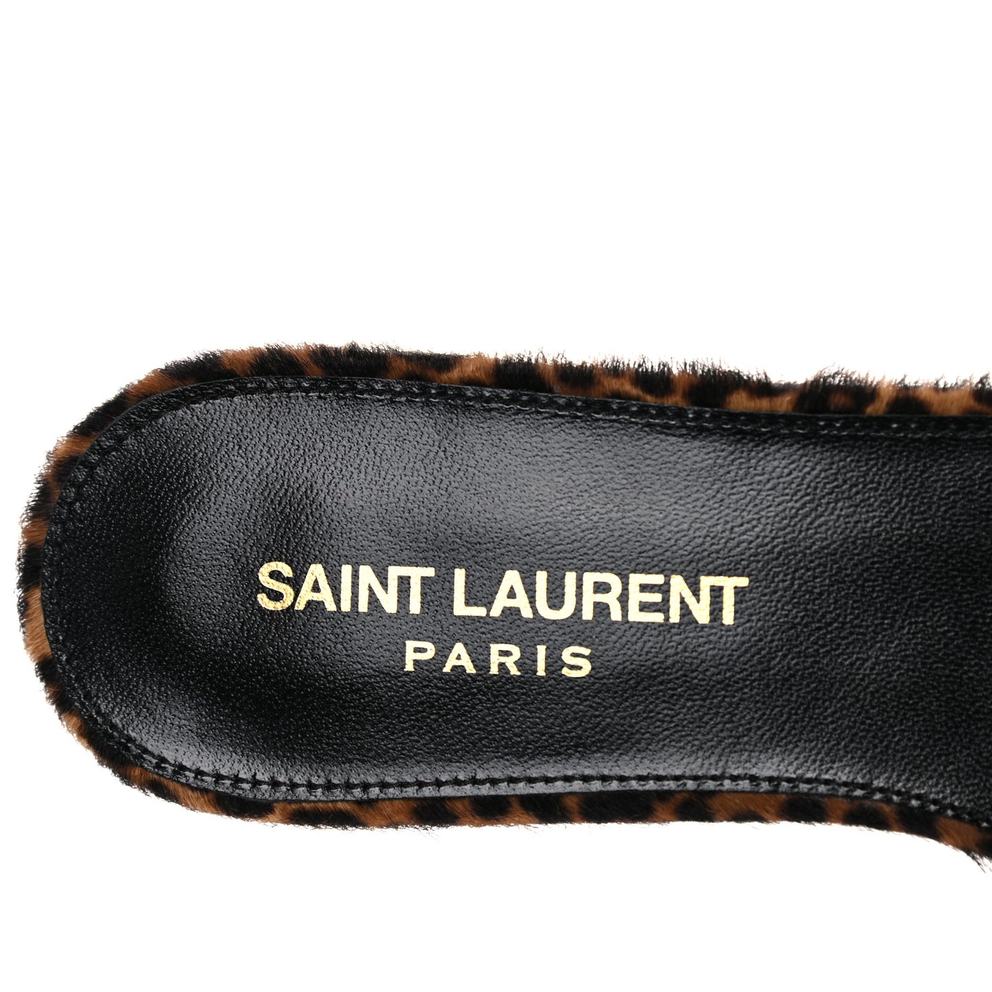 Calfskin Leopard Print Tribute 05 Slide Sandals 37 Manto Natural