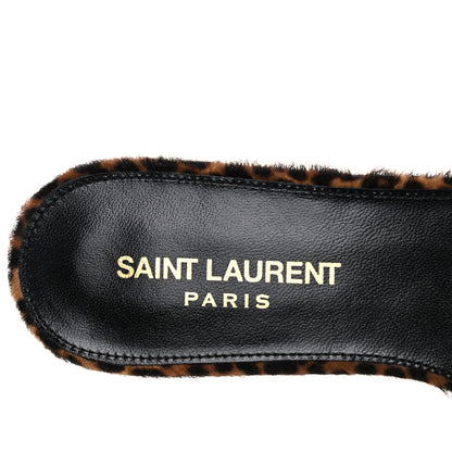 Saint Laurent Calfskin Leopard Print Tribute 05 Slide Sandals 37 Manto Natural 6 of 9
