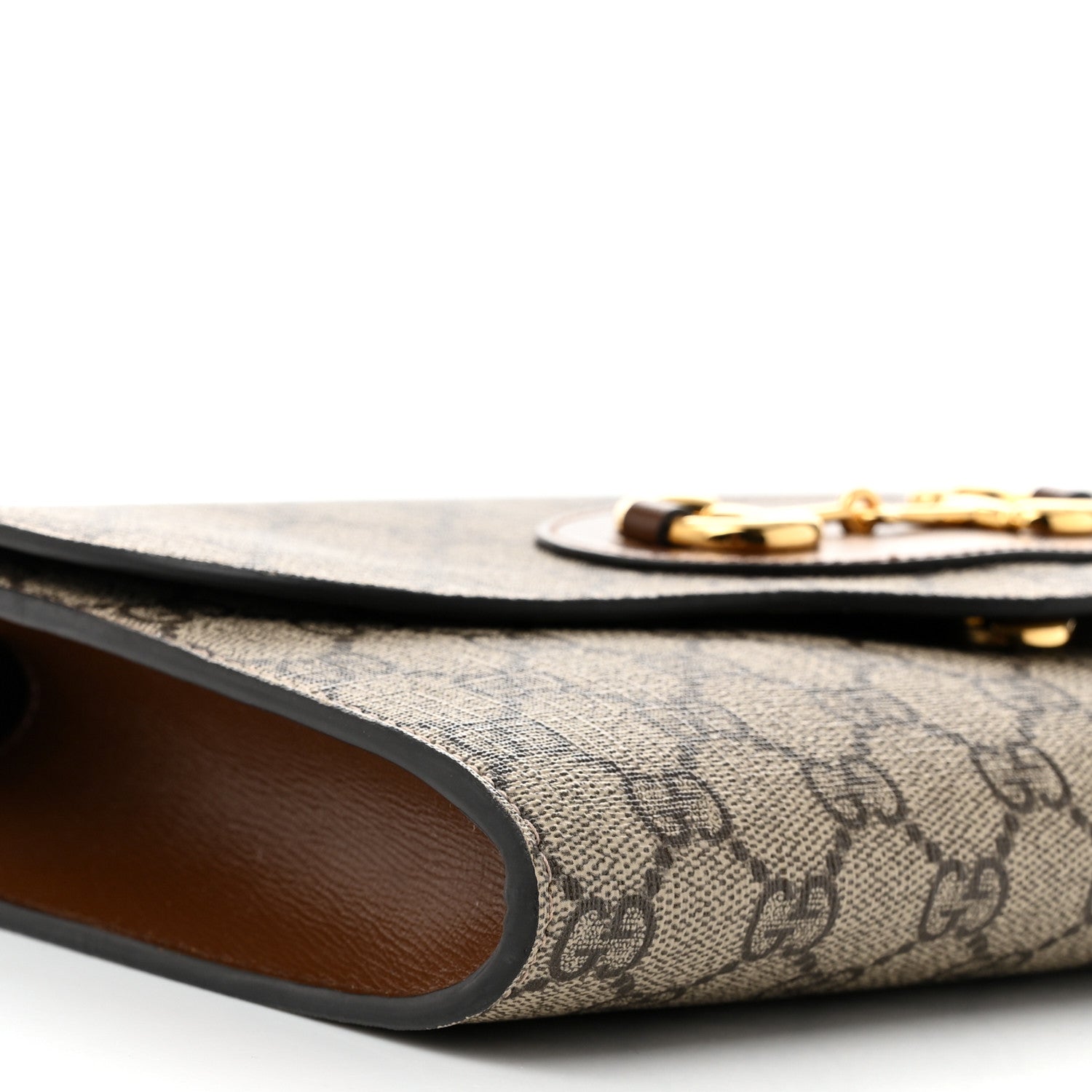 Gucci GG Supreme Monogram Azalea Calfskin Web Small Horsebit 1955 Crossbody Bag Beige Ebony Brown Sugar 9 of 11