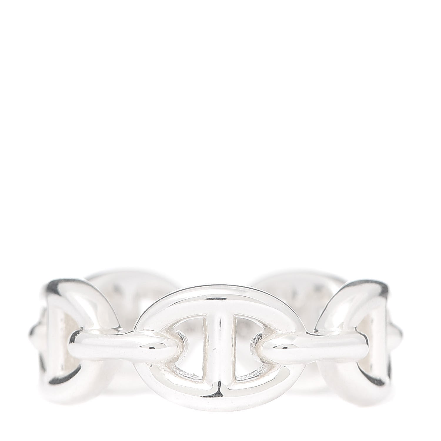 Hermes Sterling Silver PM Chaine d'Ancre Enchainee Band Ring 50 5.25 1 of 6