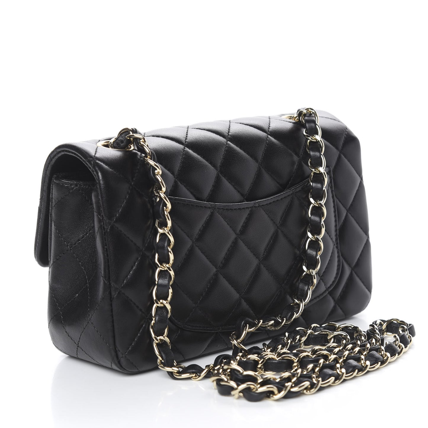 Lambskin Quilted Mini Rectangular Flap Black
