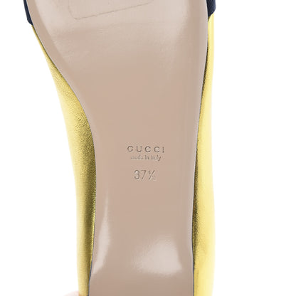 Gucci Metallic Nappa Silk Web Ballerina Flat 37.5 Gold 6 of 10