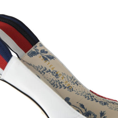Gucci Calfskin Glitter Web High Heel Slingback Pumps 40.5 White 9 of 10