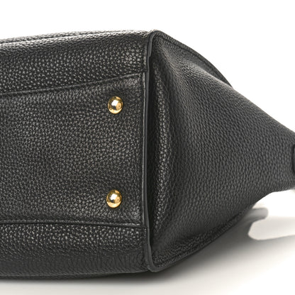 Salvatore Ferragamo Hammered Calfskin Double Handle Small Amy Tote Black 8 of 8