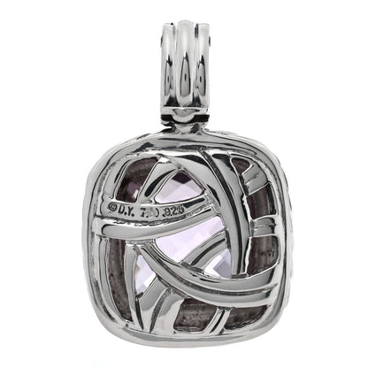 David Yurman Sterling Silver Diamond Amethyst 14mm Albion Enhancer Pendant 3 of 3