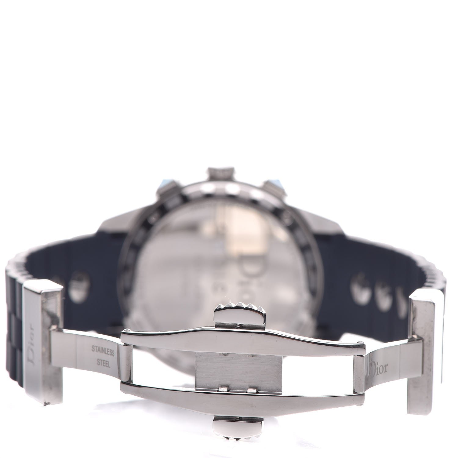 Christian Dior Stainless Steel Rubber Diamond Blue Sapphire 38mm Christal Chronograph Quartz Watch Blue 6 of 9