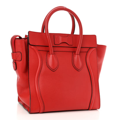 Celine Drummed Calfskin Mini Luggage Coquelicot 3 of 9