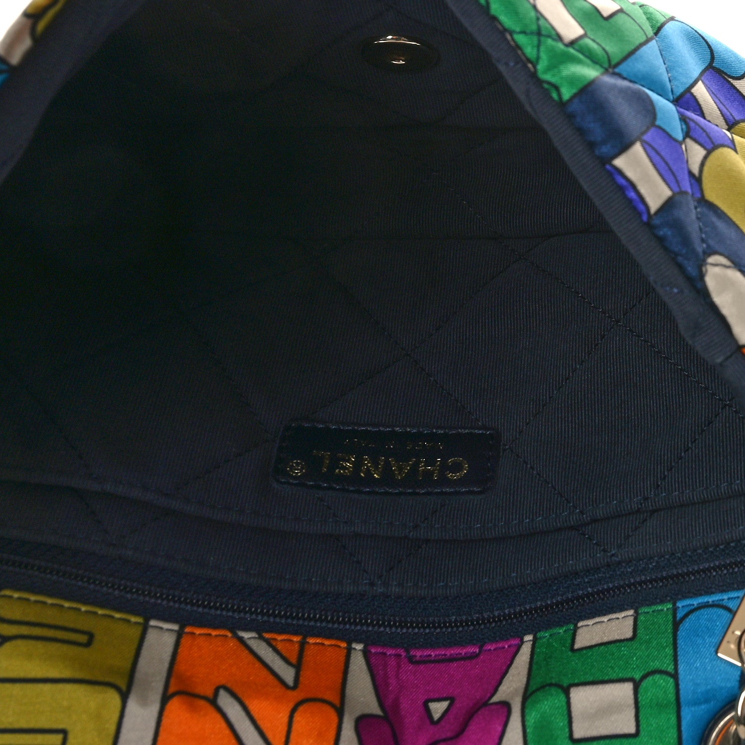 Chanel Printed Fabric Quilted Logo Single Flap Bag Multicolor 5 of 9