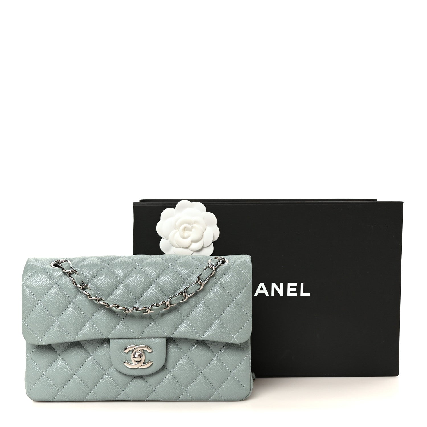 Chanel Caviar Quilted Small Double Flap Light Blue 12 of 12