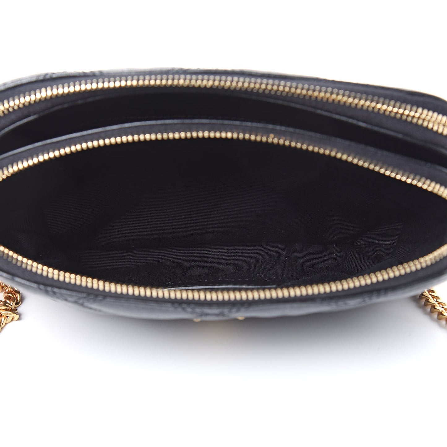 Grained Lambskin Quilted Mini Becky Double Zip Bag Black