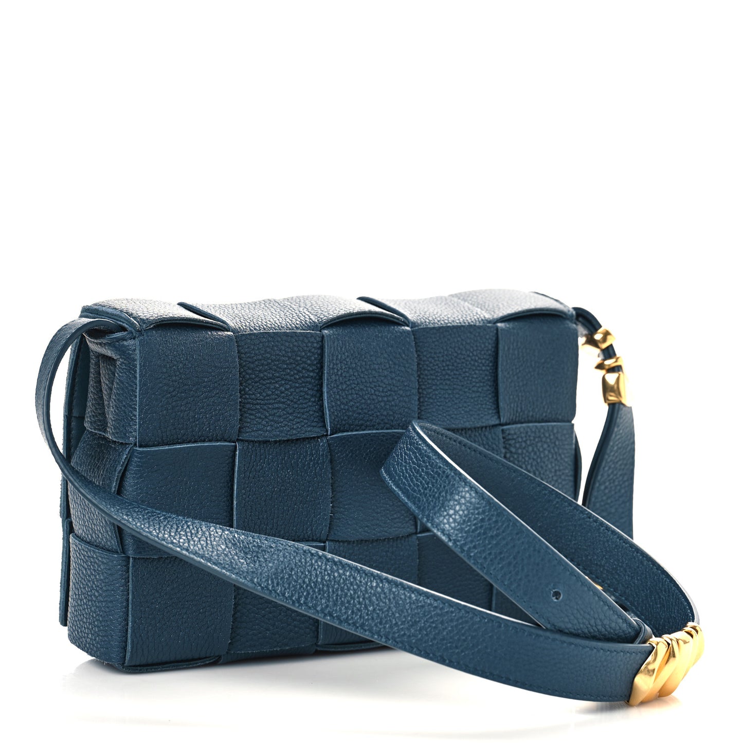 Grained Calfskin Maxi Intrecciato Cassette Crossbody Bag Deep Blue