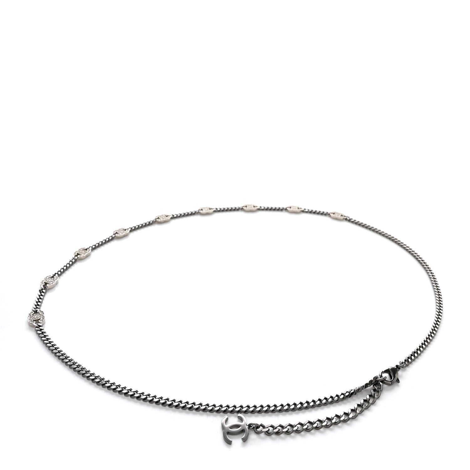 Chanel Ruthenium Crystal CC Chain Links Belt Silver 2 of 4