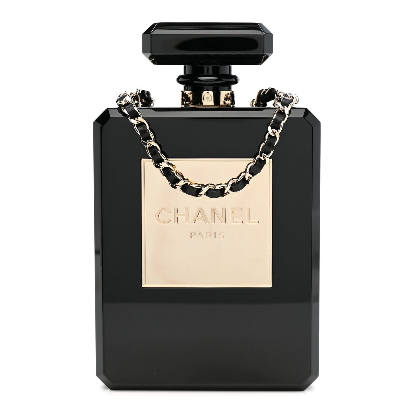 Plexiglass Perfume Bottle Clutch  Black