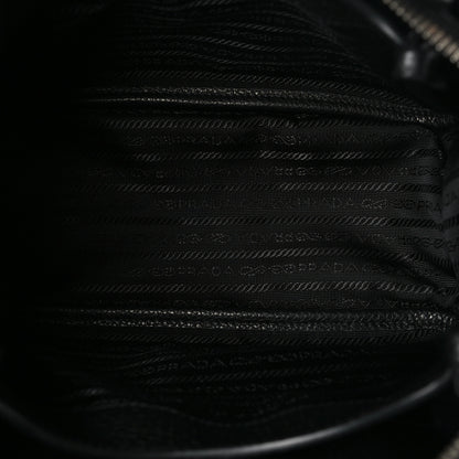 Prada Vitello Daino Soft Mini Zippered Top Handle Bag Black 5 of 9