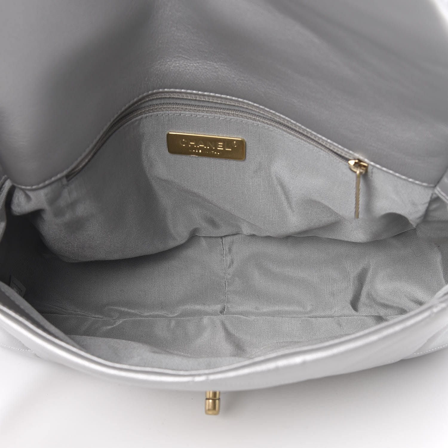 Chanel Metallic Goatskin Quilted Large 19 Flap Silver 4 of 10