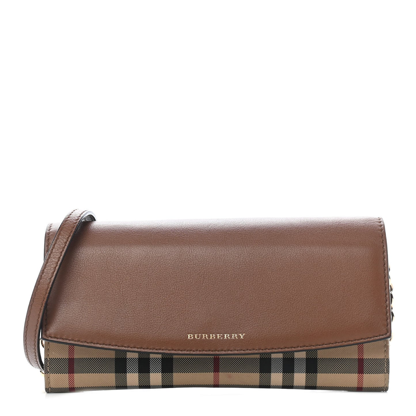 Calfskin Horseferry Check Henley Wallet On Chain Tan