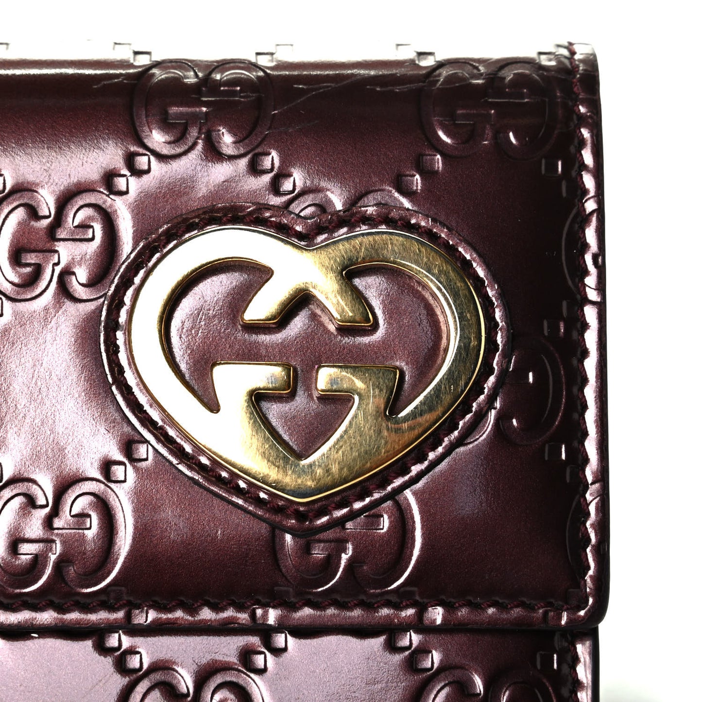 Shine Guccissima Lovely Heart Continental Wallet Scarlatto