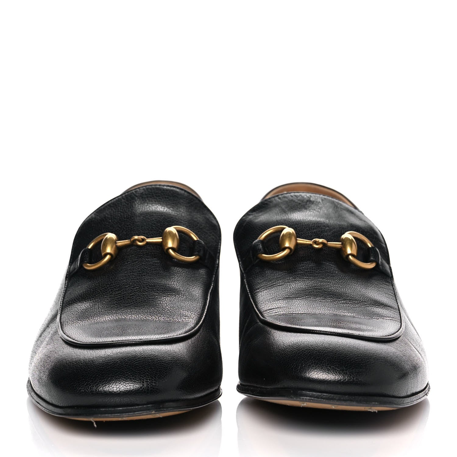 Gucci Goatskin Womens Horsebit Mid-Heel Loafers 41.5 Black 2 of 8