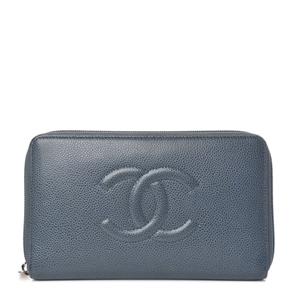 Chanel Caviar Large CC Timeless Zip Around Organizer Wallet Blue 1 of 23