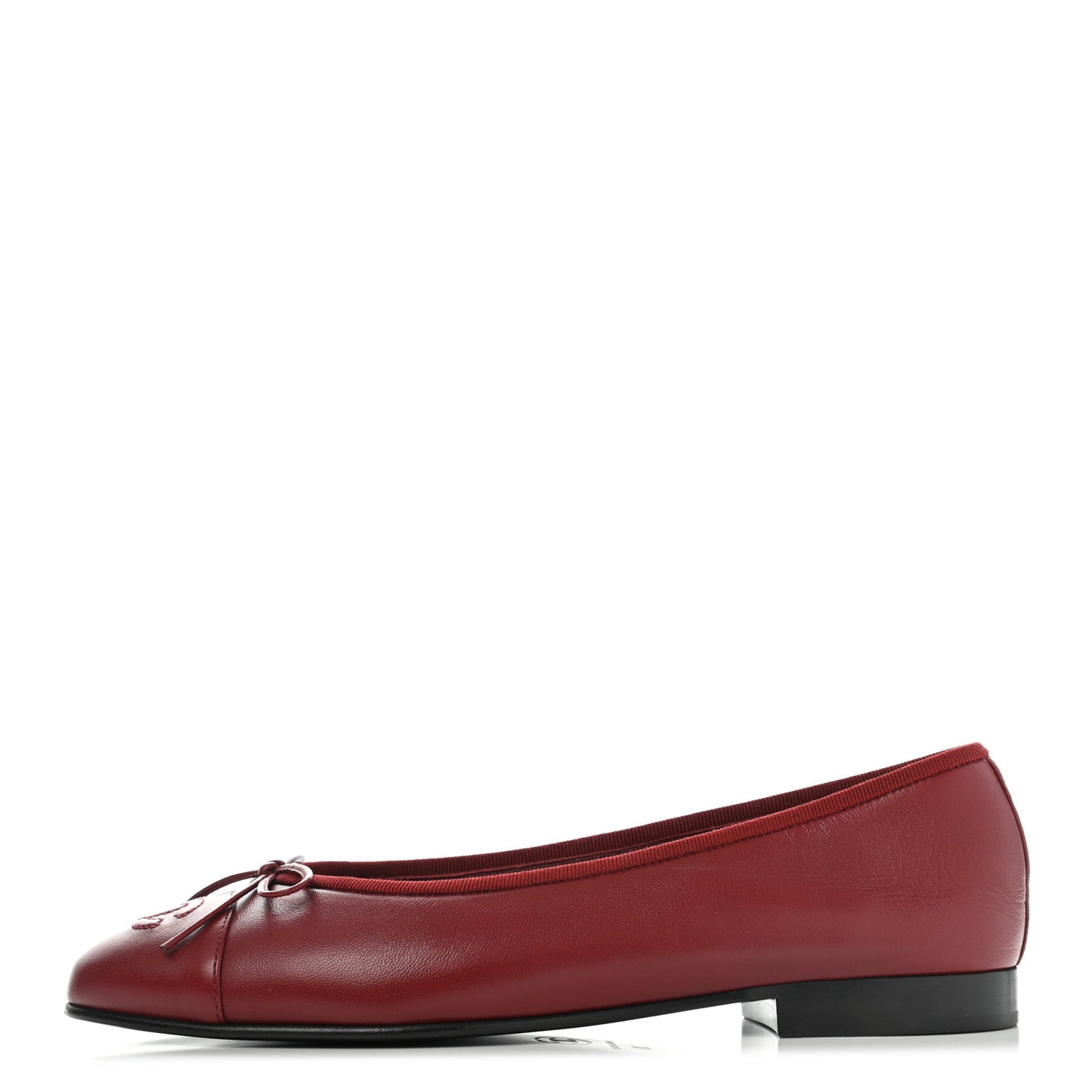 Lambskin Cap Toe Ballerina Flats 38 Burgundy