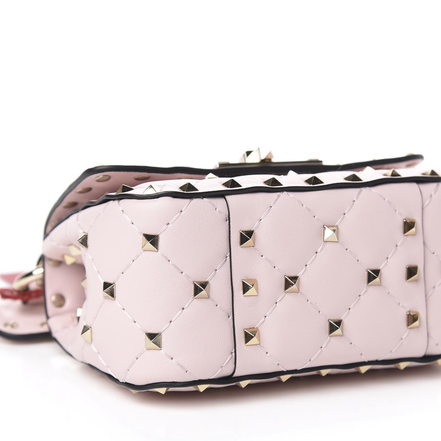 Nappa Micro Rockstud Spike Shoulder Bag Rose Quartz