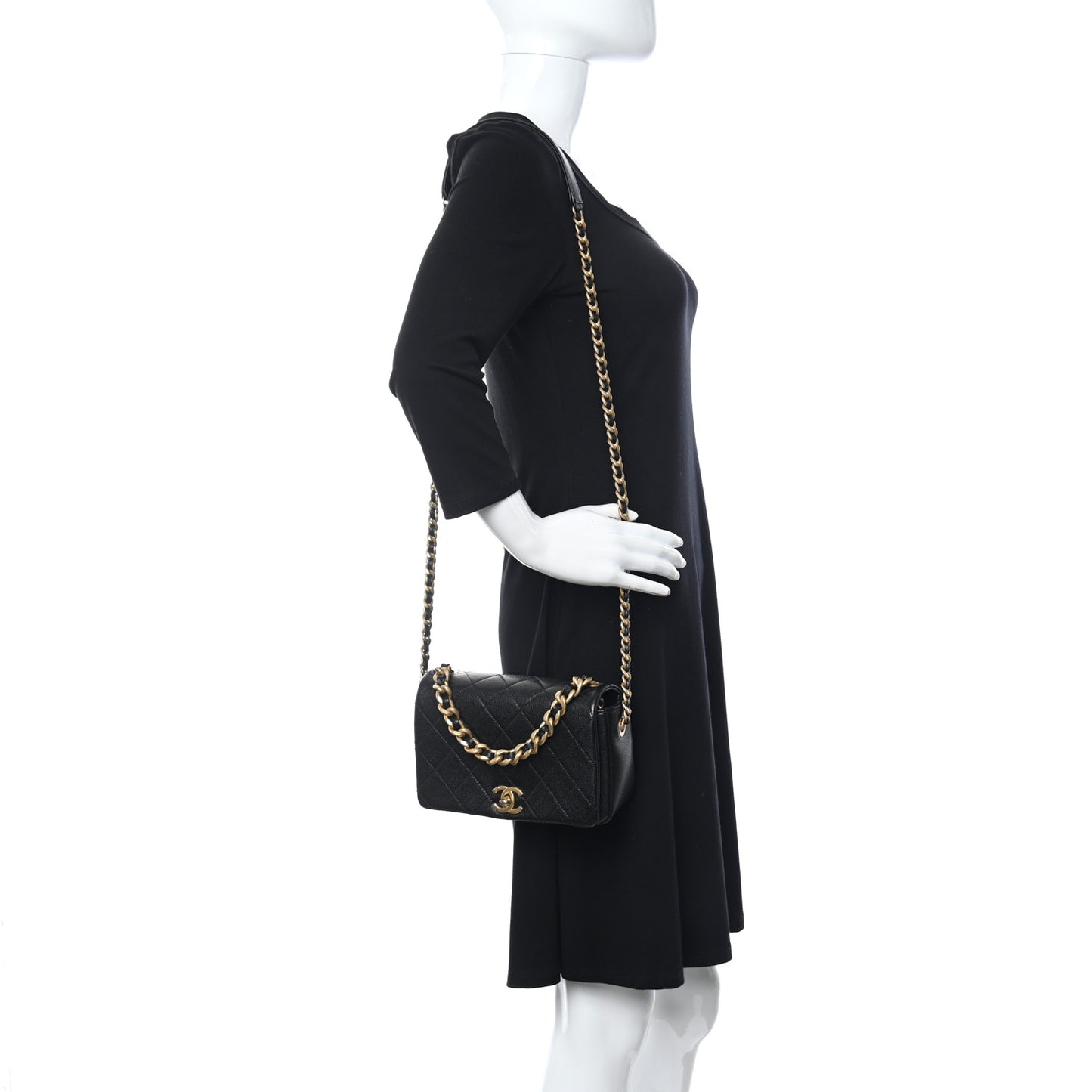 Caviar Quilted Small Fashion Therapy Flap Bag Black