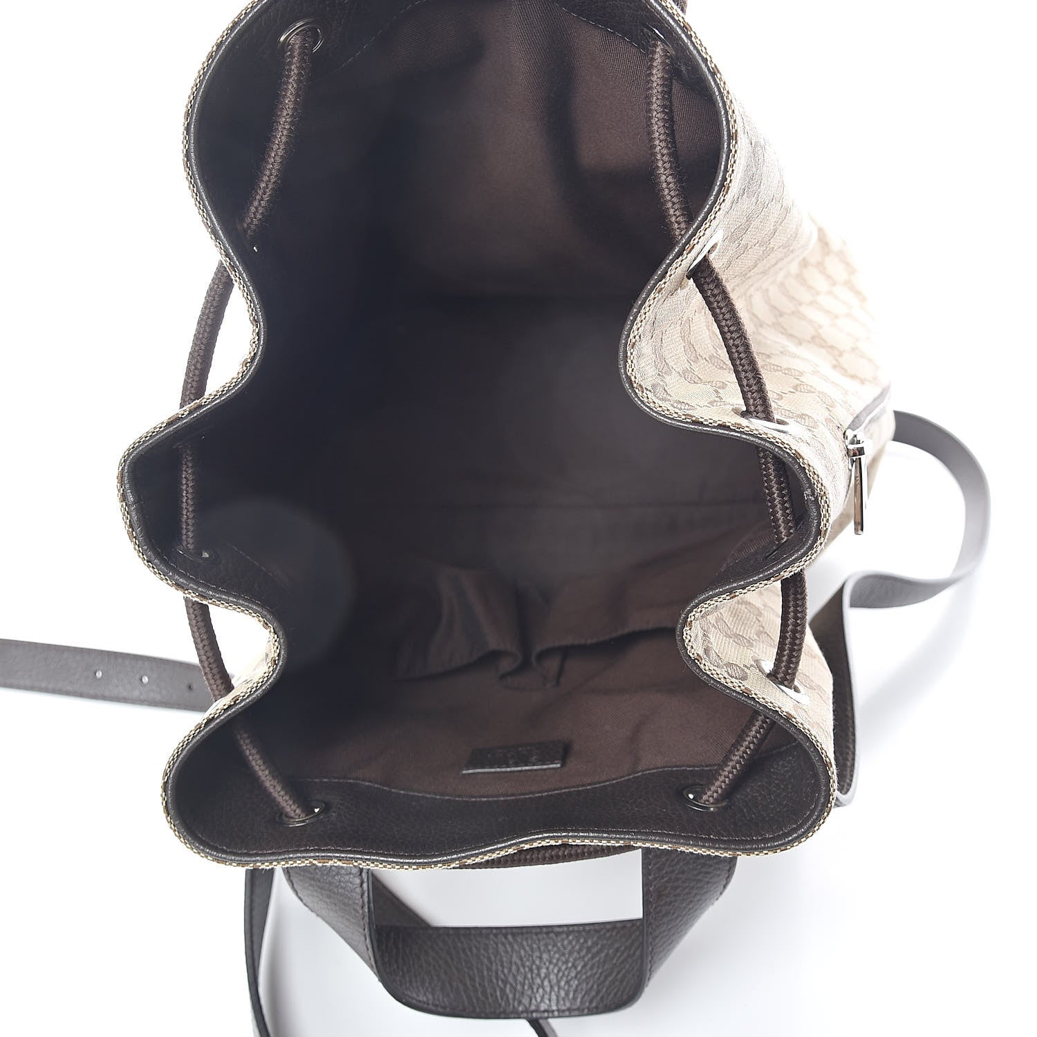 Gucci Monogram Dollar Calfskin O Drawstring Backpack Beige Ebony Testa di Moro Dark Chocolate 5 of 9