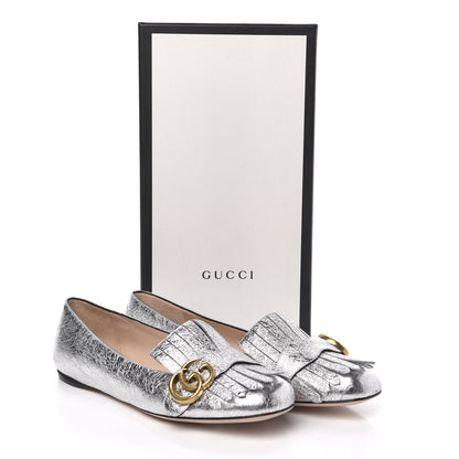 Gucci Galassia GG Marmont Fringe Flats 38.5 Argento 8 of 8