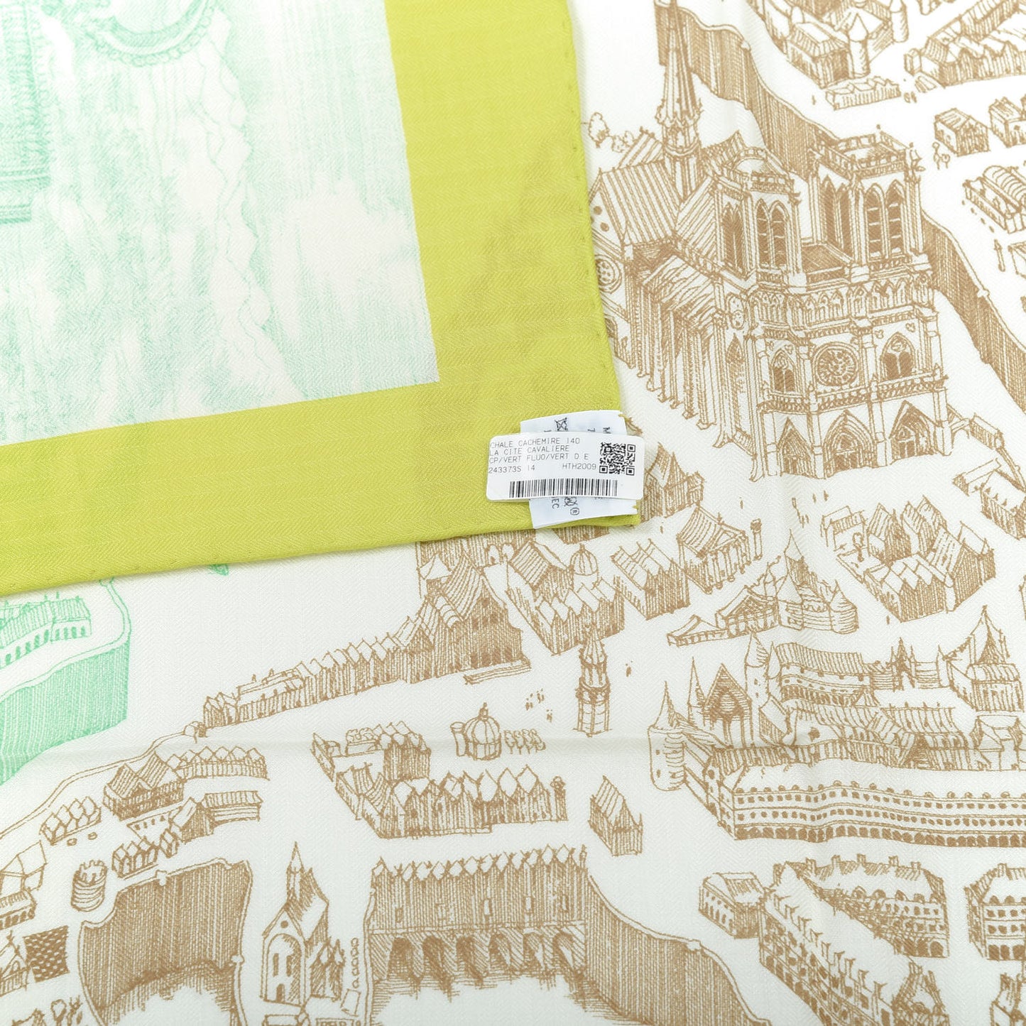 Cashmere Silk La Cite Cavaliere Shawl 140 Vert Fluo Vert D'eau