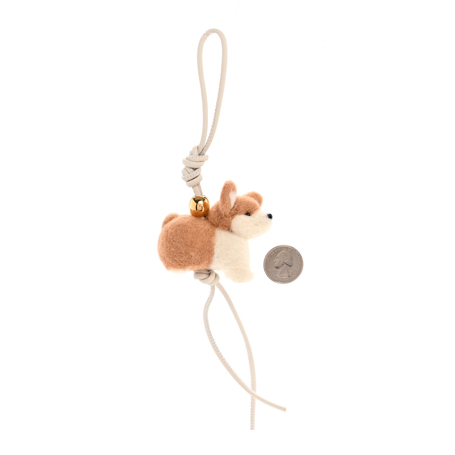 Loewe Calfskin Felt Corgi Bag Charm Soft Soft White Orange 2 of 3