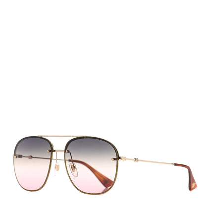 Gucci Metal Glitter Aviator Sunglasses G0227S Gold 1 of 7