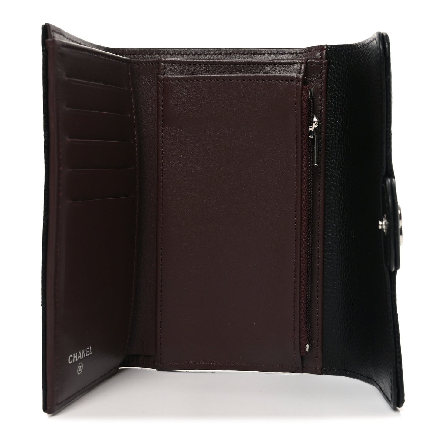 Caviar Quilted Medium Flap Wallet Black