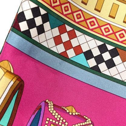 Hermes Silk Colliers de Chiens Scarf 90 Fuchsia Turquoise Grenat 4 of 7