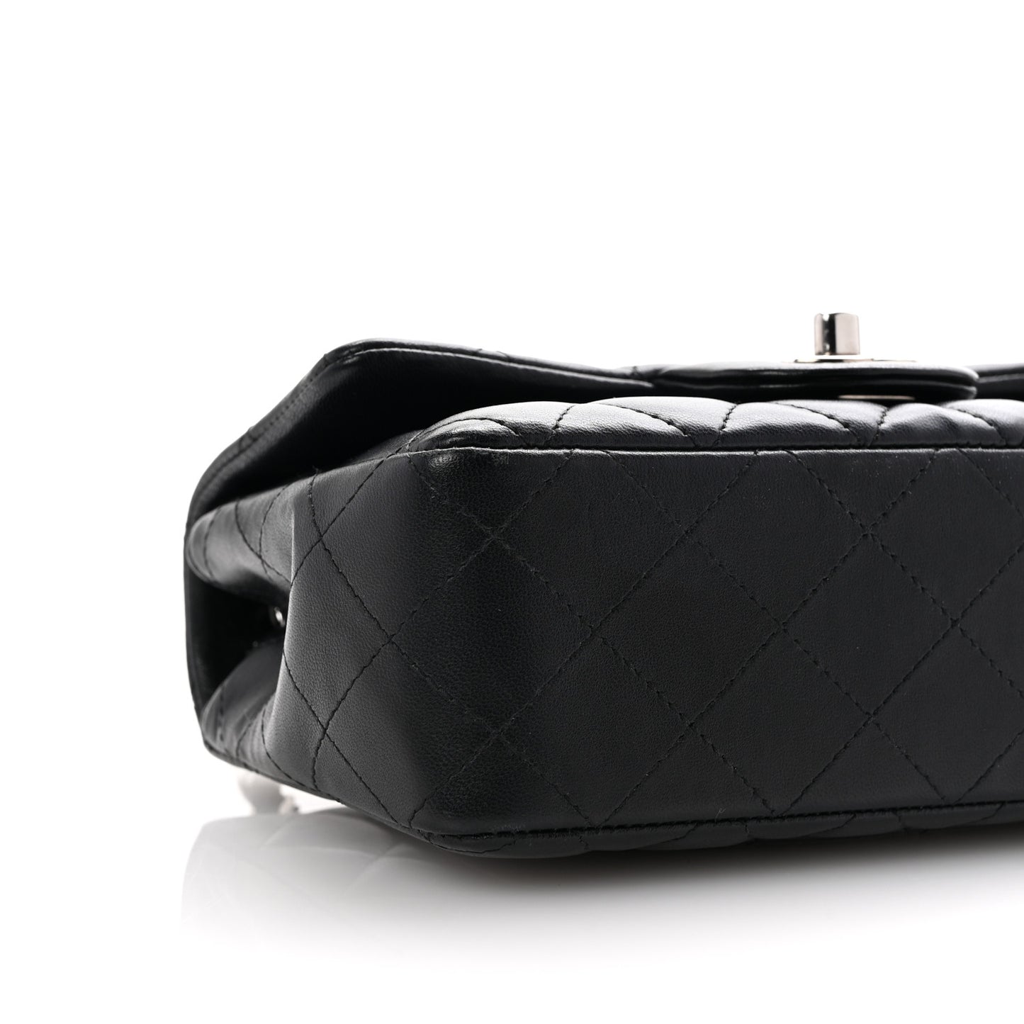 Lambskin Quilted Mini Rectangular Flap Black