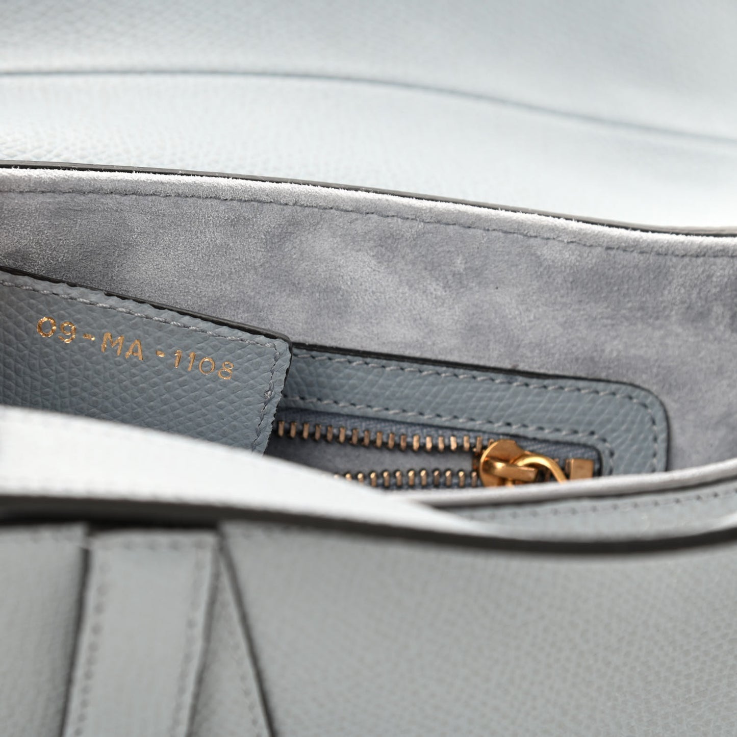 Grained Calfskin Saddle Bag Sky Blue