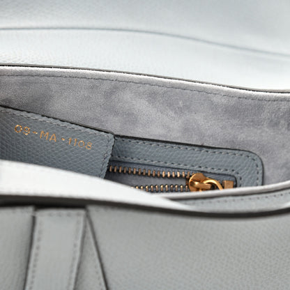 Christian Dior Grained Calfskin Saddle Bag Sky Blue 7 of 10