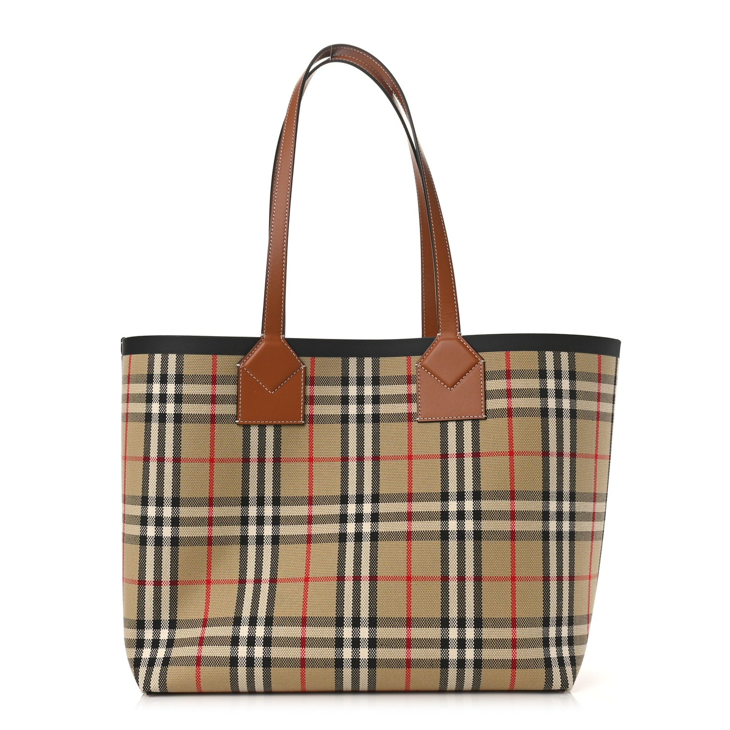 Cotton Vintage Check Medium London Tote Bag Briar Brown Black