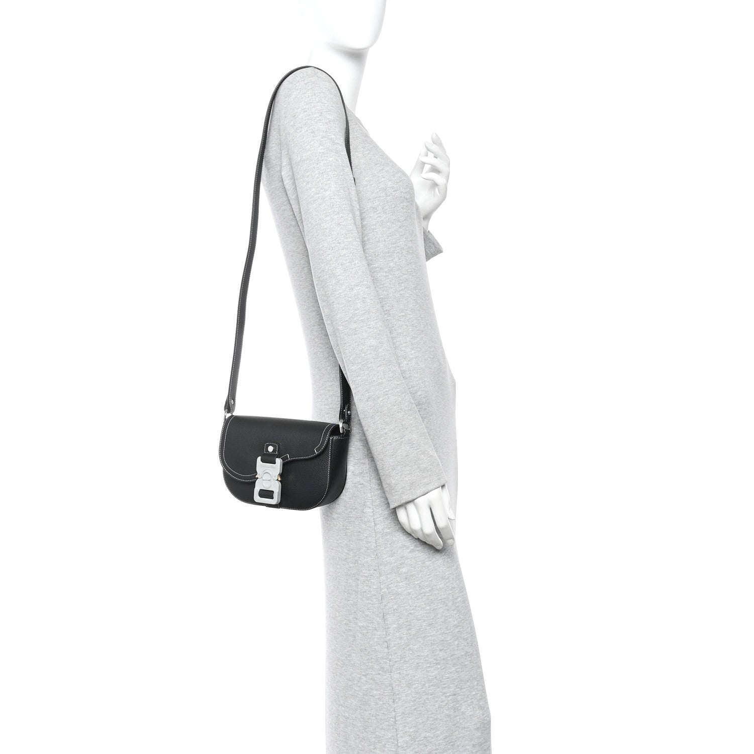 Christian Dior Grained Calfskin Saddle Messenger Bag With Strap Black 2 of 11