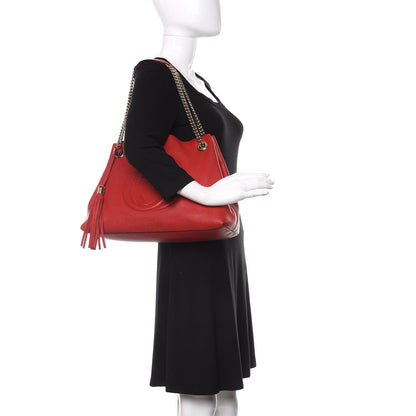 Gucci Pebbled Calfskin Medium Soho Chain Shoulder Bag Tabasco Red 2 of 13