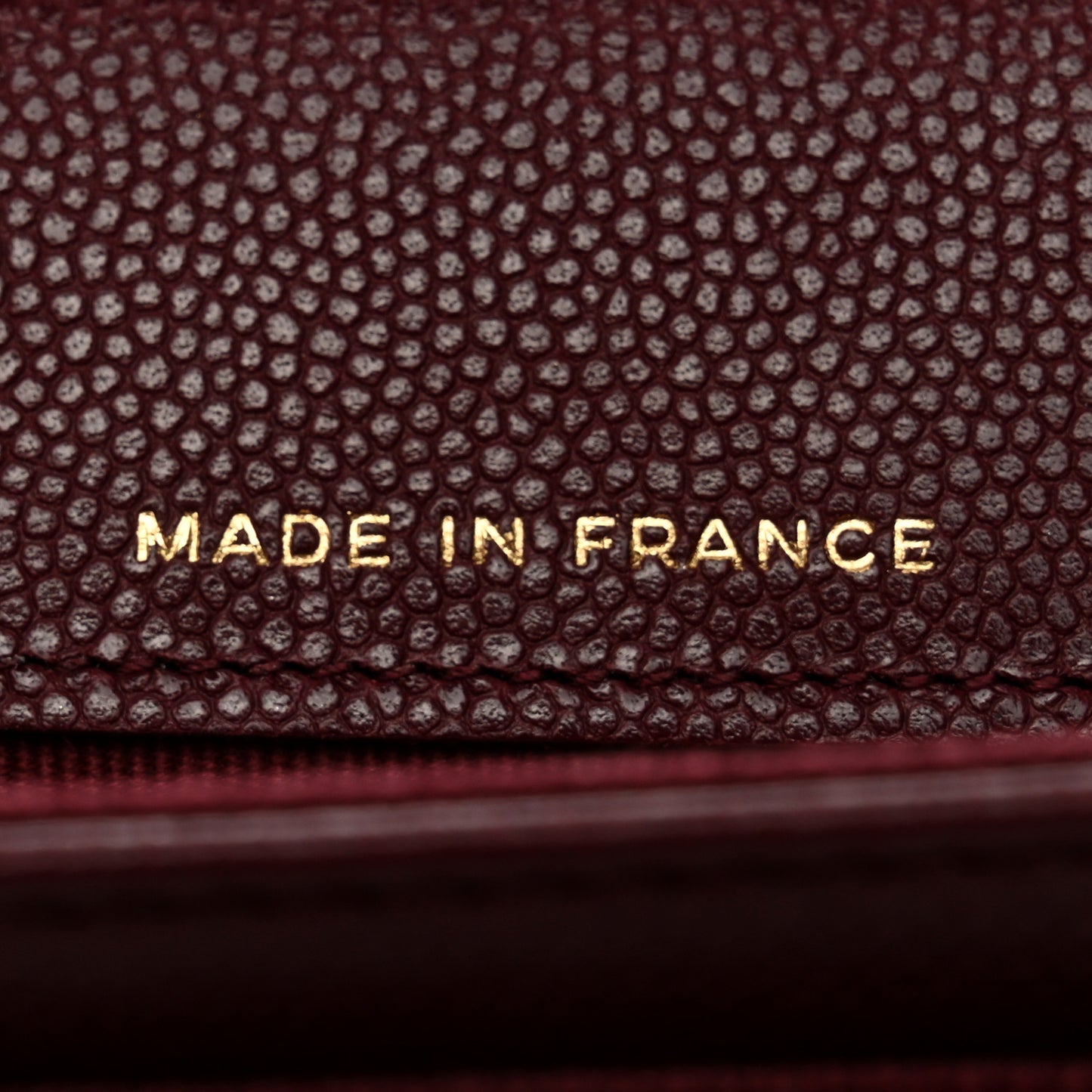 Caviar Quilted Flap Card Holder Wallet Burgundy