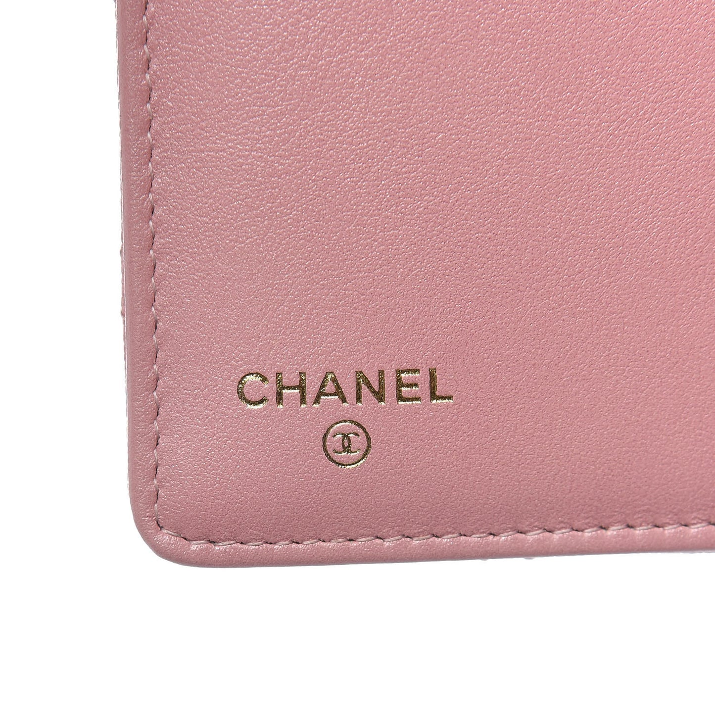 Iridescent Caviar Quilted Yen Wallet Rose Pink