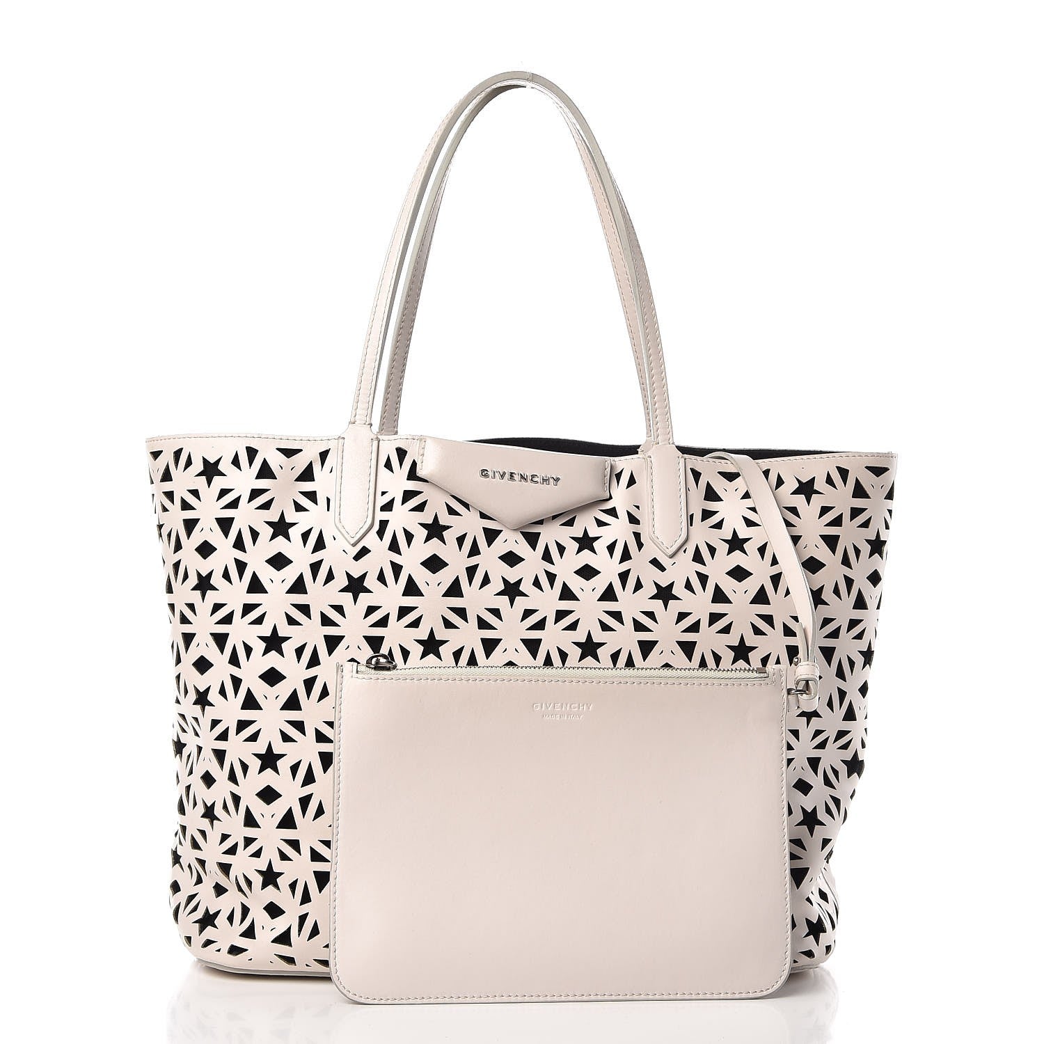 Givenchy Calfskin Lazer Cut Medium Antigona Tote White Black 3 of 10
