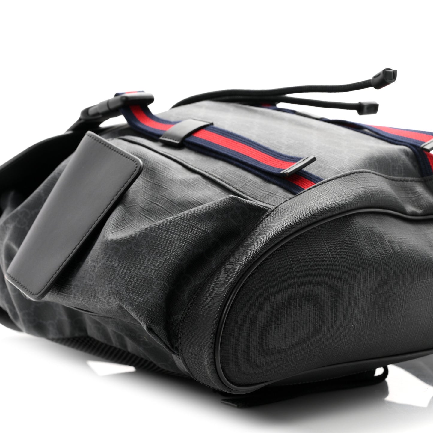 Soft GG Supreme Monogram Calfskin Web Double Buckle Backpack Black