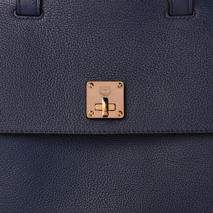 MCM Grained Calfskin Large Milla Convertible Backpack Navy 8 of 13