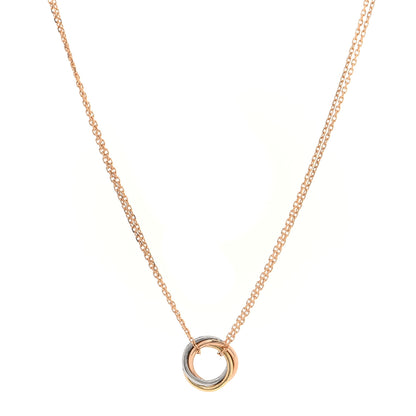 Cartier 18K Pink Yellow White Gold Trinity Double Chain Pendant Necklace 1 of 4