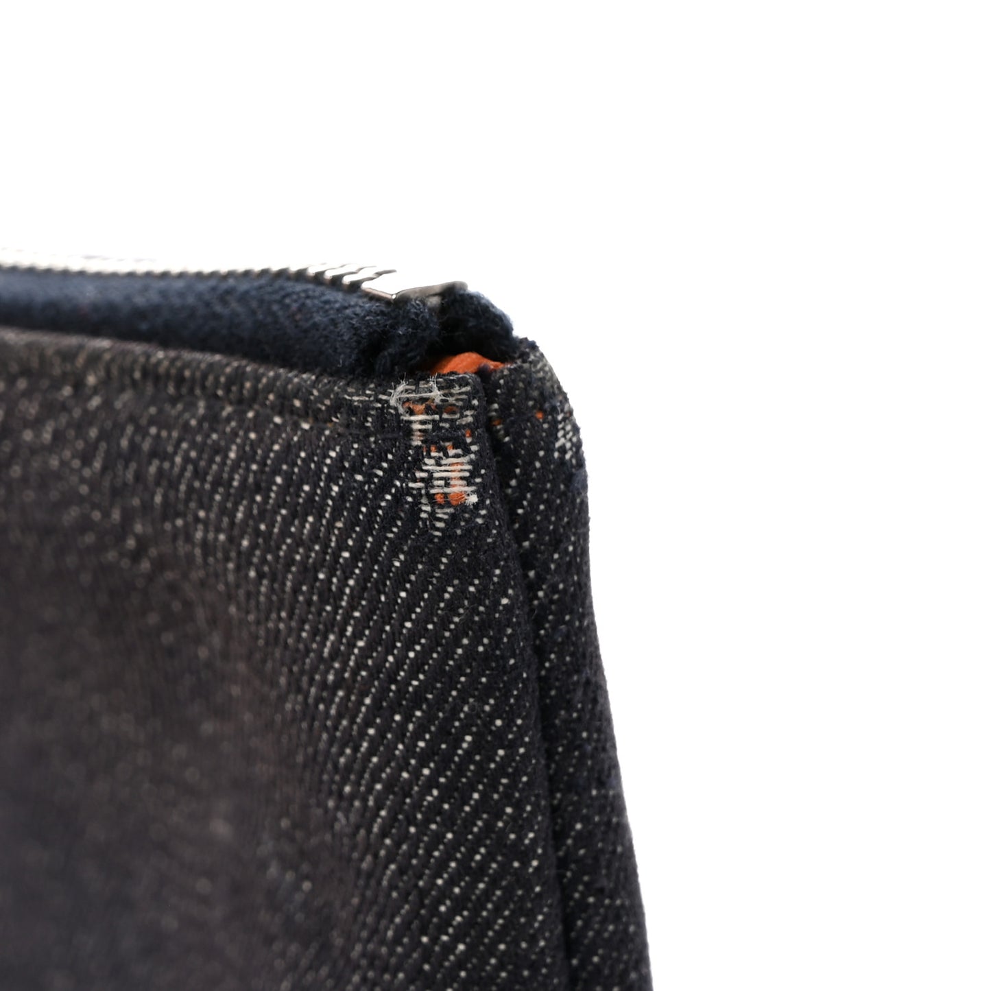 Denim Large Deauville Pouch Clutch Blue Orange
